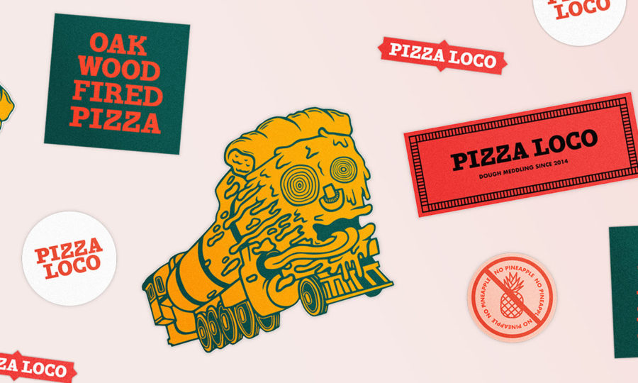 pizza restaurant branding Leeds stickers